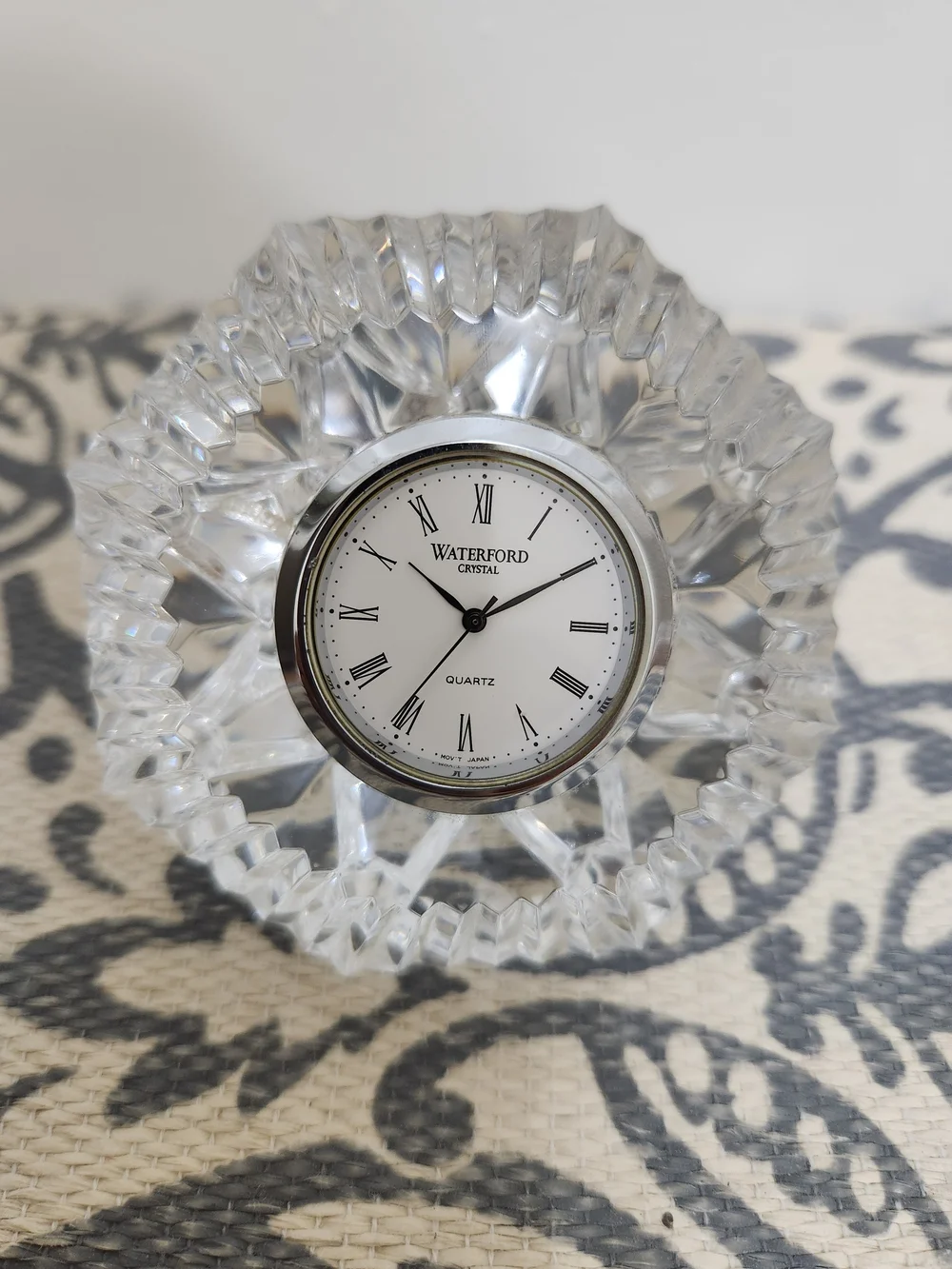 Waterford  Vintage Crystal  Diamond Shape Lismore Clock Paperweight